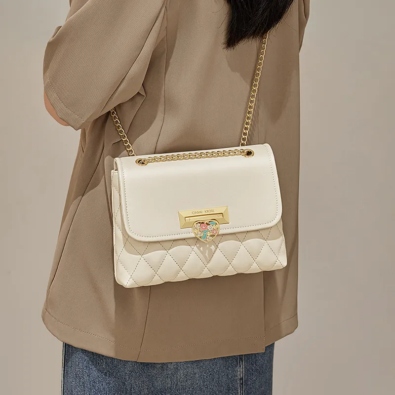 Simvay Clos Cow Leather Patchwork Synthetic Leather Handheld Shoulder Bag Small Size Women's White/Black/Pink-3