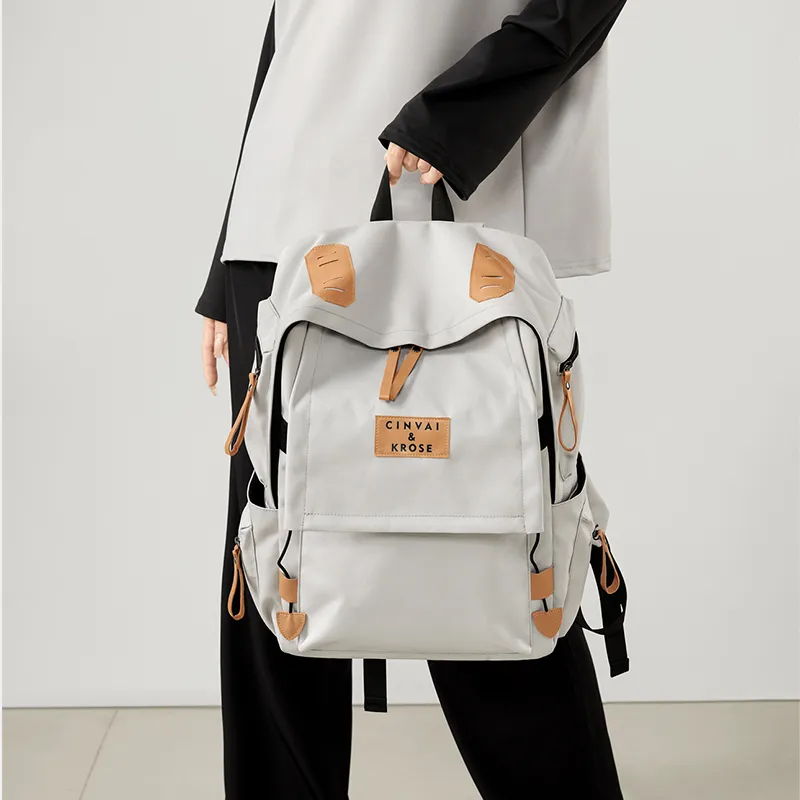 Simvay Clos Fabric Backpacks Backpack Laptop Bags Medium Size Unisex Gray-8