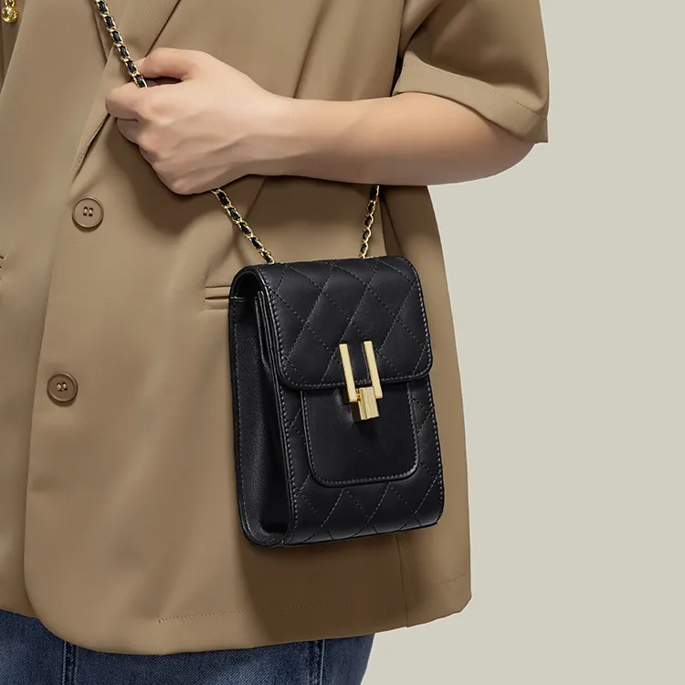 Simvay Clos Cow Leather Shoulder Bag, Crossbody Bag With Cell Phone Pouch Trumpets Women's Black/Ecru-4