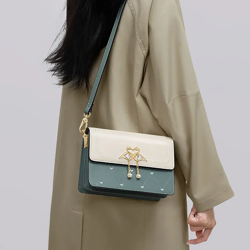 CinvaiKrose Cow Leather With Synthetic Leather Small Square Bag Shoulder Bag Small Size Women's Multicolor-1