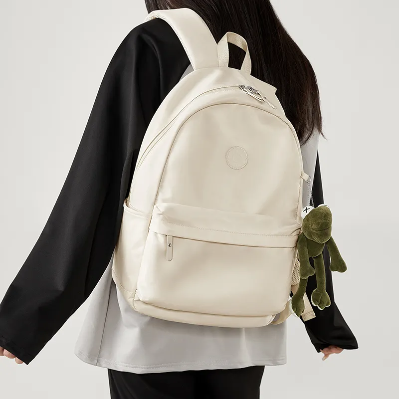 CinvaiKrose Fabric With Synthetic Leather Backpack Large Size Unisex Sage Black-12