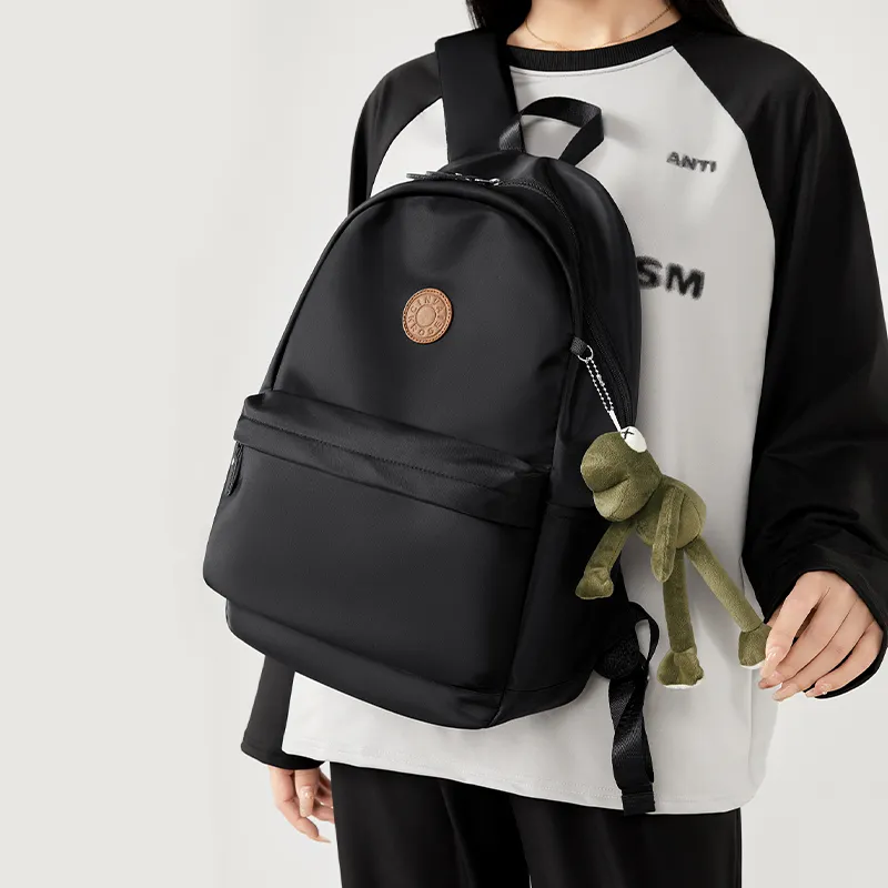 CinvaiKrose Fabric With Synthetic Leather Backpack Large Size Unisex Sage Black-6