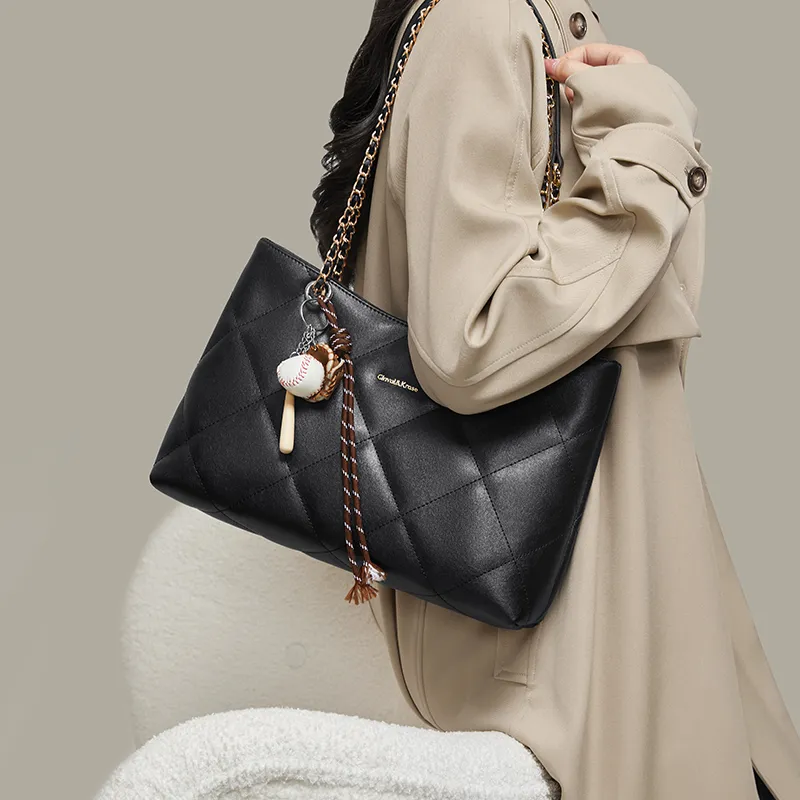 CinvaiKrose Synthetic Leather Shoulder Bag Crossbody Bag Tote Large Size Women's Coffee/Black-12