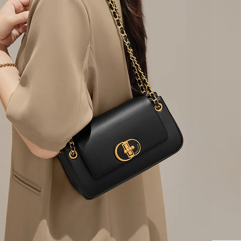 Simvay Clos Cow Leather With Synthetic Leather Shoulder Bag Crossbody Bag Shoulder Bag Small Size Women's White/Black-10