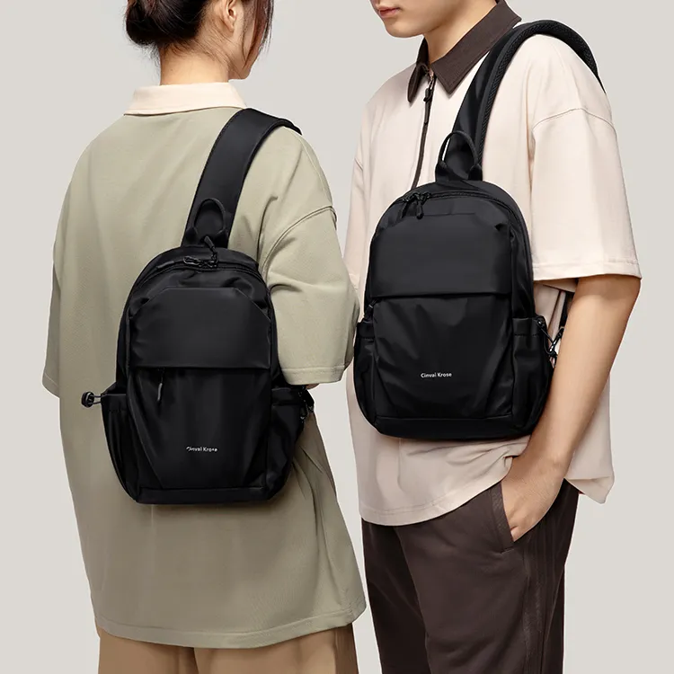 CinvaiKrose Nylon Fabric Sling Bag Men's Black-5