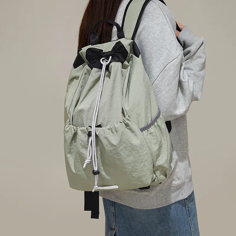 CinvaiKrose Fabric Backpack Large Size Unisex Army Green-1