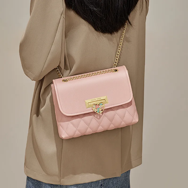 Simvay Clos Cow Leather Patchwork Synthetic Leather Handheld Shoulder Bag Small Size Women's White/Black/Pink-16