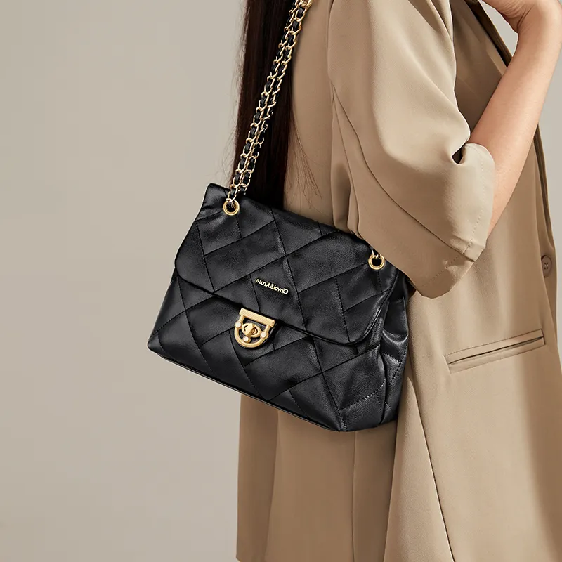 Simvay Clos Cow Leather With Synthetic Leather Shoulder Bag Crossbody Bag Shoulder Bag Small Size Women's Ecru/Black-7