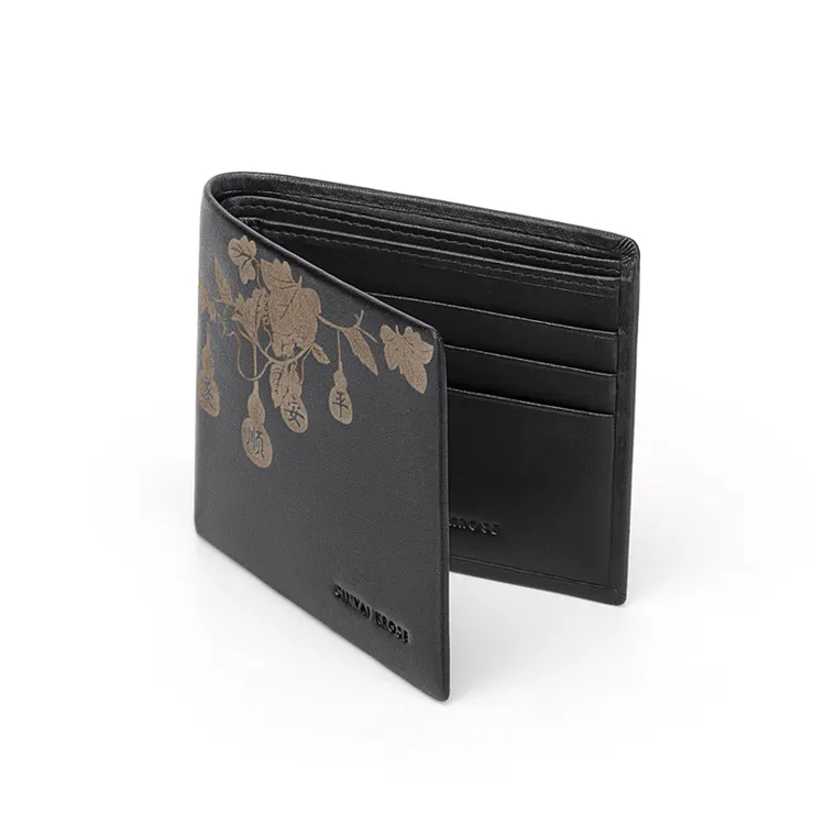 Simvay Clos Cow Leather Patchwork Synthetic Leather Wallet Men's Black-1