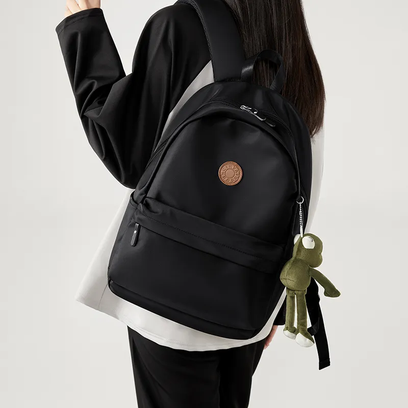 CinvaiKrose Fabric With Synthetic Leather Backpack Large Size Unisex Sage Black-3