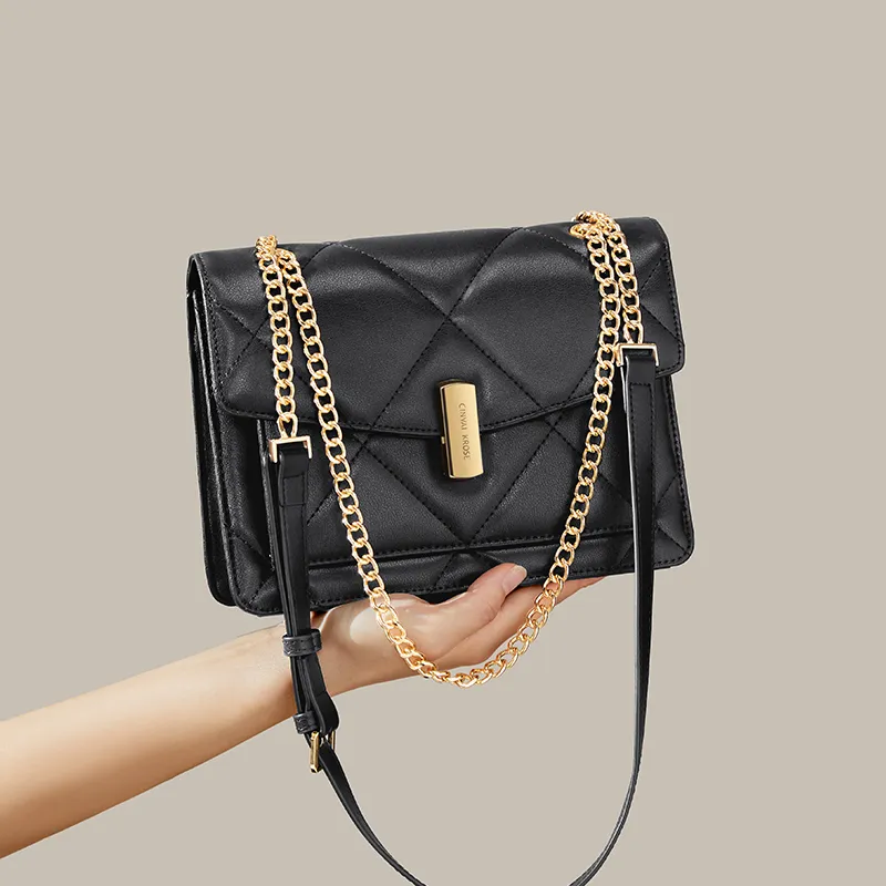 CinvaiKrose Cow Leather With Synthetic Leather Shoulder Bag, Crossbody Bag Women's White/Black-9