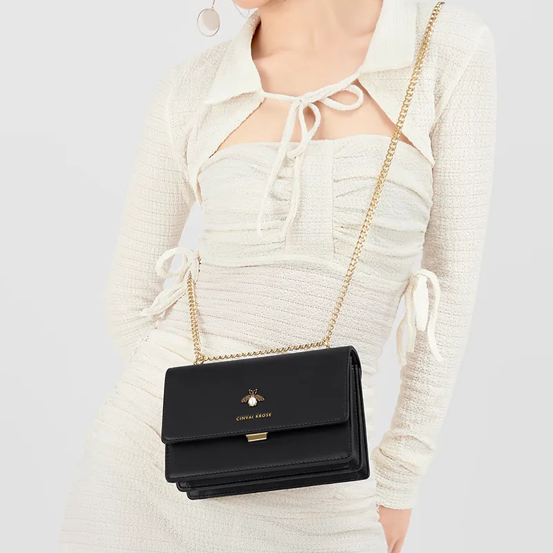 Simvay Clos Cow Leather With Synthetic Leather Crossbody Bag Small Square Bag Shoulder Bag Regular Women's-3