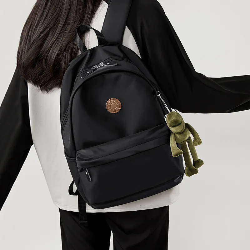 CinvaiKrose Fabric With Synthetic Leather Backpack Large Size Unisex Sage Black-4