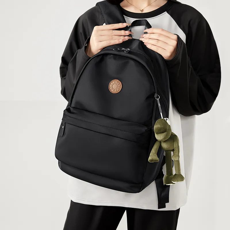 CinvaiKrose Fabric With Synthetic Leather Backpack Large Size Unisex Sage Black-7
