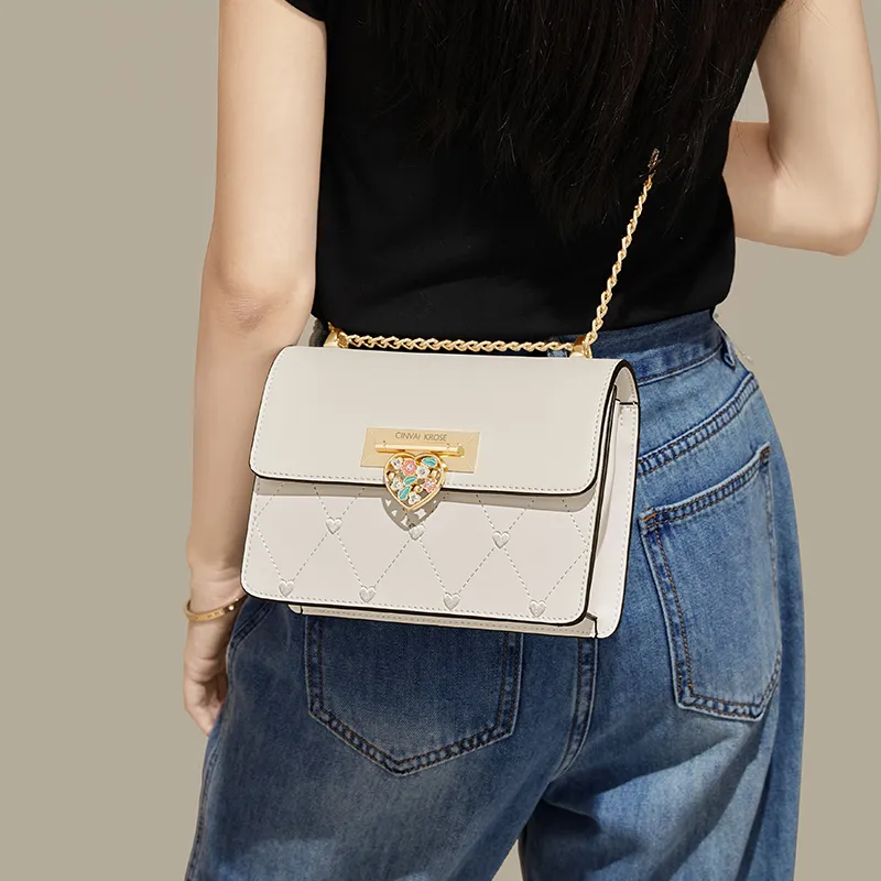 Simvay Clos Cow Leather With Synthetic Leather Shoulder Bag Crossbody Bag Women's White/Black-5
