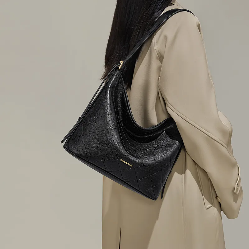 Simvay Clos Cow Leather Patchwork Synthetic Leather Bucket Bags Shoulder Bags Regular Women's Dark Brown/Black-10