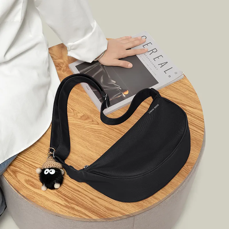 CinvaiKrose Fabric Shoulder Bag, Crossbody Bag, Dumpling Bag, Sling Bag Small Size Women's Ecru/Black/Burgundy-7
