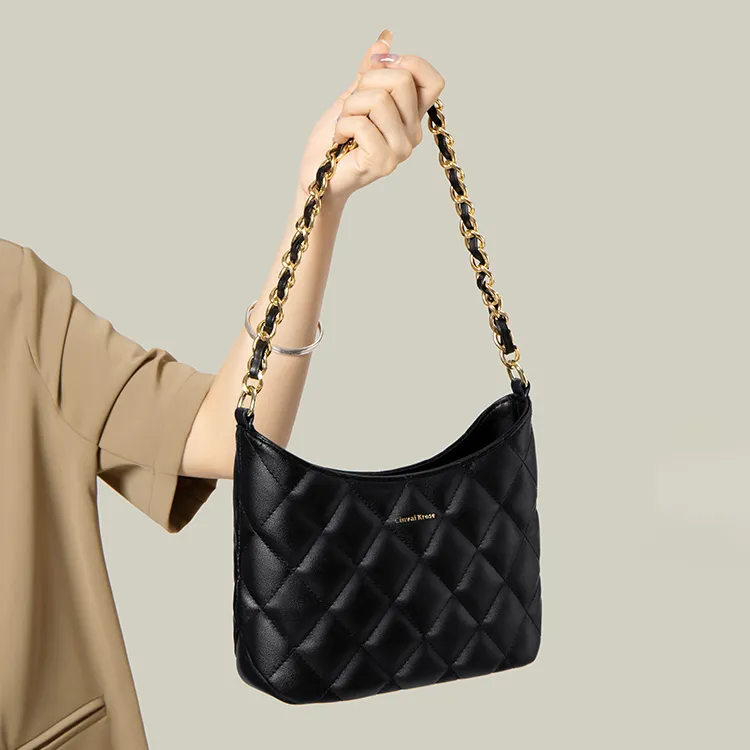 CinvaiKrose Cow Leather With Synthetic Leather Shoulder Bag, Crossbody Bag, Bucket Bag Small Size Women's Ecru/Black-13