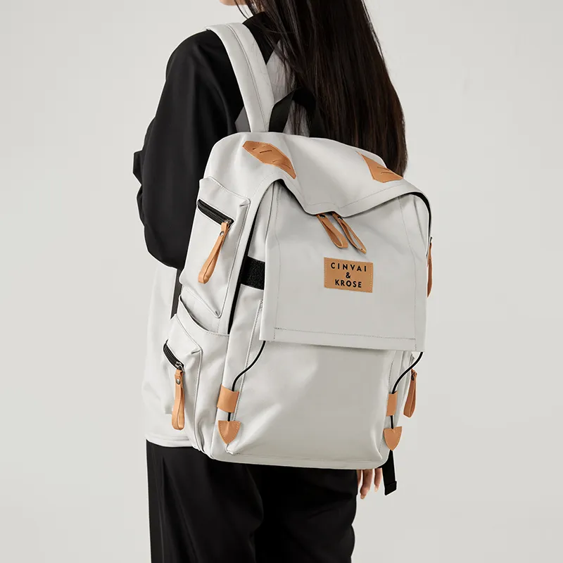 Simvay Clos Fabric Backpacks Backpack Laptop Bags Medium Size Unisex Gray-4
