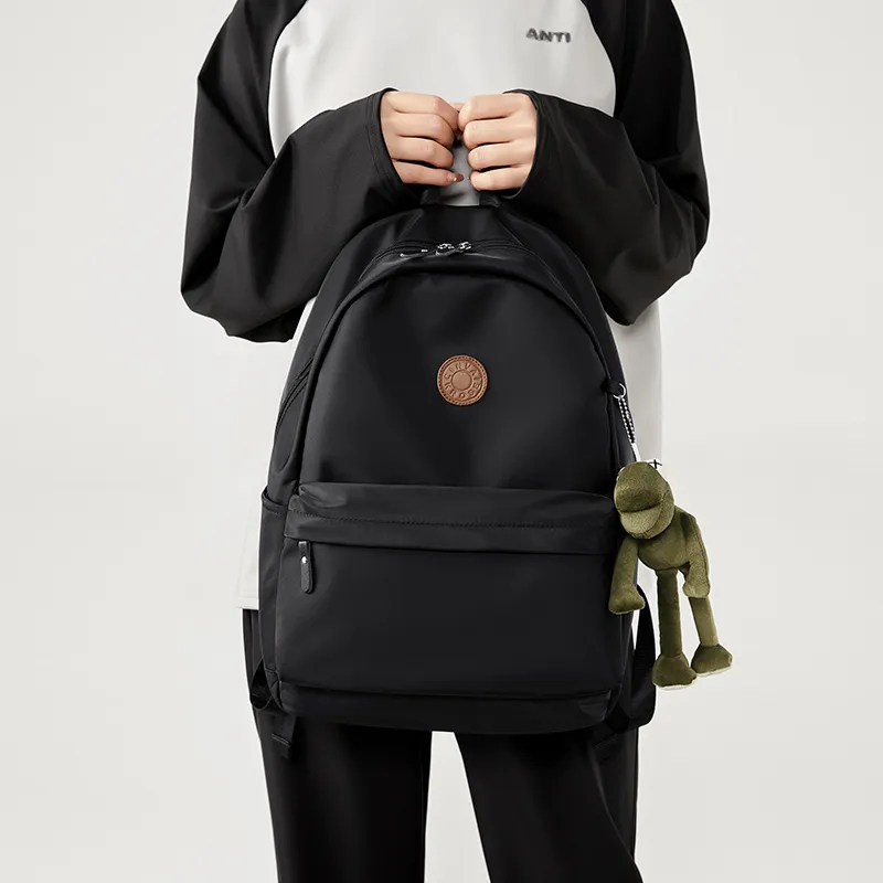 CinvaiKrose Fabric With Synthetic Leather Backpack Large Size Unisex Sage Black-8