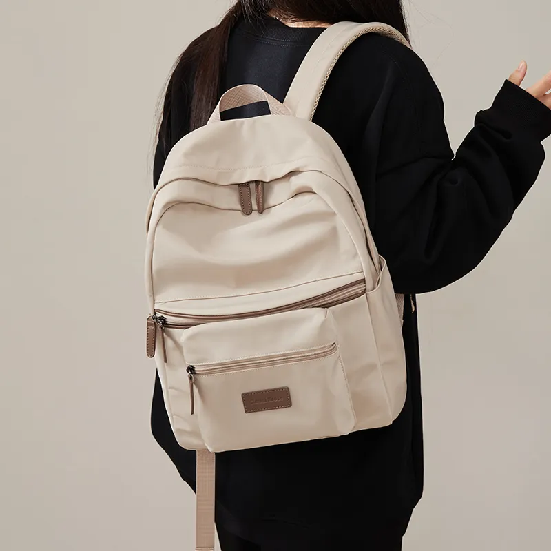 CinvaiKrose Fabric Backpack Large Size Women's Apricot/Black-4