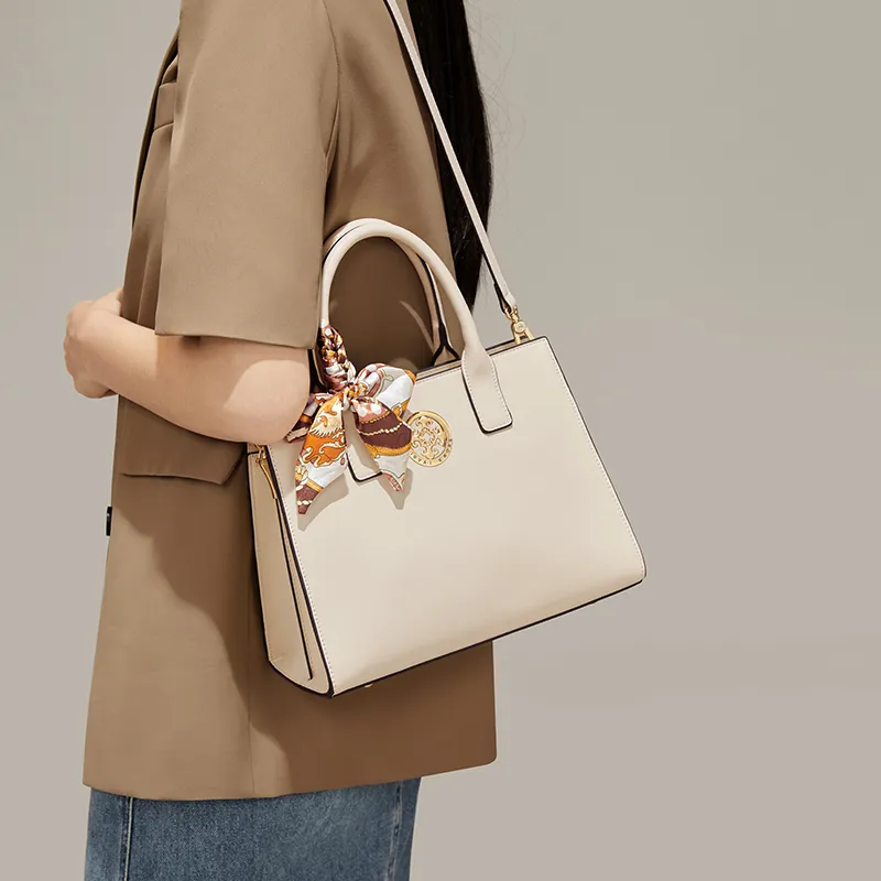 Simvay Clos Synthetic Leather Handbags Shoulder Bag Crossbody Bag Medium Size Women's Cream White-4