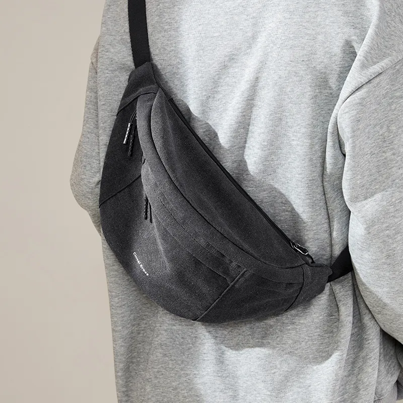 Simvay Clos Fabric Shoulder Bag Crossbody Bag Sling Bags Small Size Unisex Black/Ecru-4