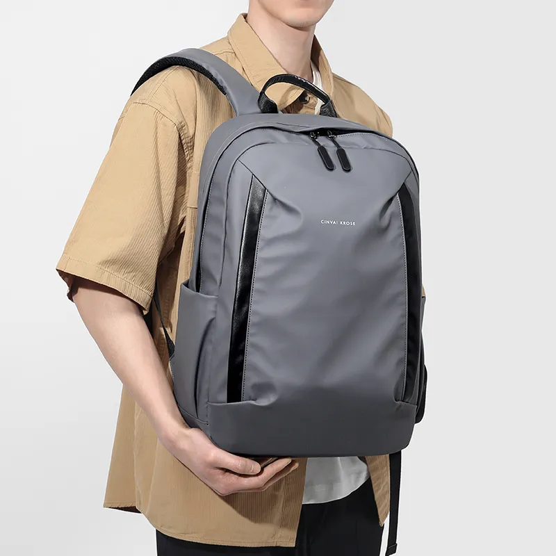 CinvaiKrose Fabric Backpack Large Size Men's Gray/Black/Blue-4