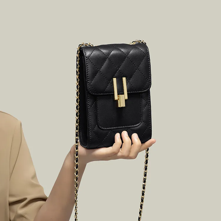 Simvay Clos Cow Leather Shoulder Bag, Crossbody Bag With Cell Phone Pouch Trumpets Women's Black/Ecru-5