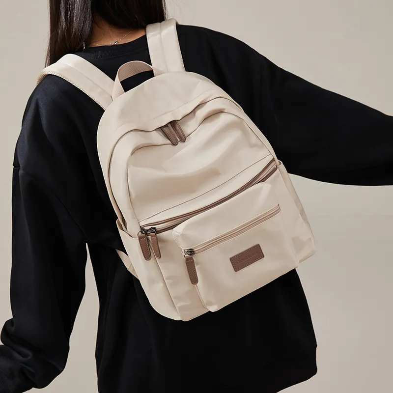CinvaiKrose Fabric Backpack Large Size Women's Apricot/Black-5