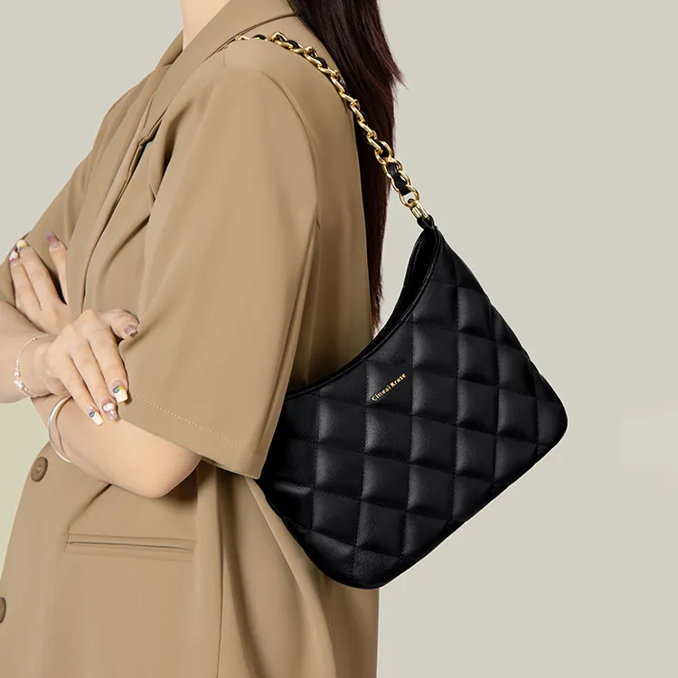 CinvaiKrose Cow Leather With Synthetic Leather Shoulder Bag, Crossbody Bag, Bucket Bag Small Size Women's Ecru/Black-10