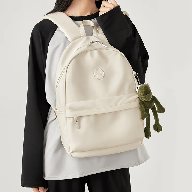 CinvaiKrose Fabric With Synthetic Leather Backpack Large Size Unisex Sage Black-17