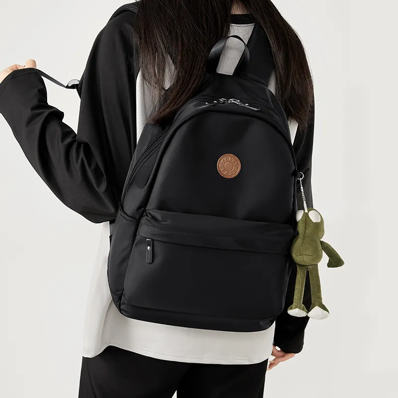 CinvaiKrose Fabric With Synthetic Leather Backpack Large Size Unisex Sage Black-5