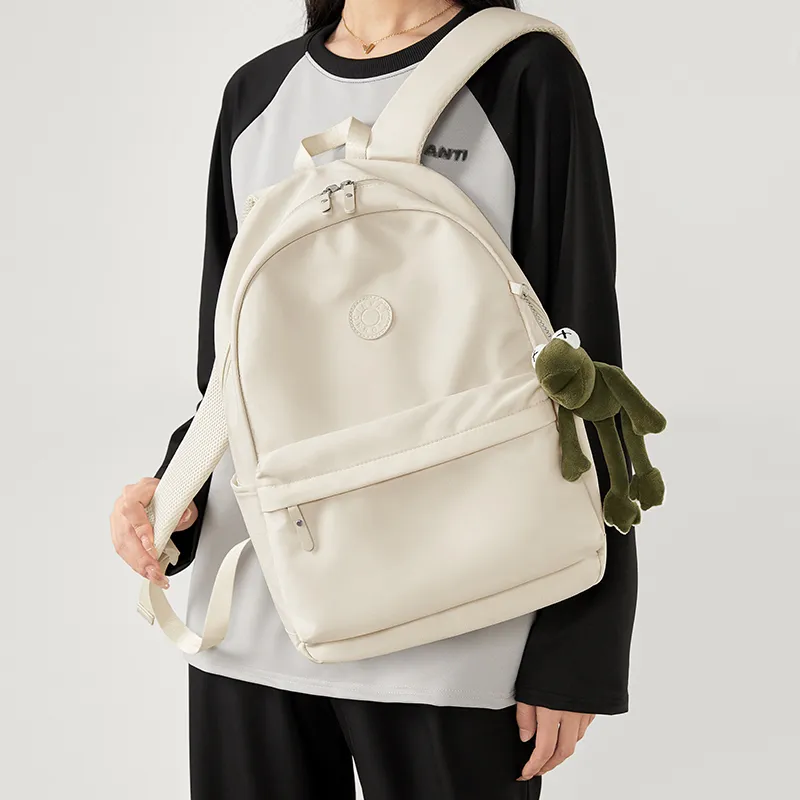CinvaiKrose Fabric With Synthetic Leather Backpack Large Size Unisex Sage Black-14