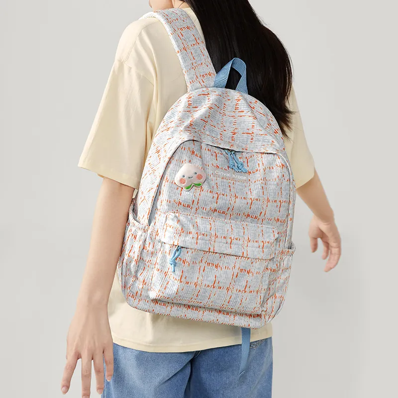 Simvay Clos Fabric Backpack Backpack Travel Bag Hiking Bag Large Size Women's Light Blue-5