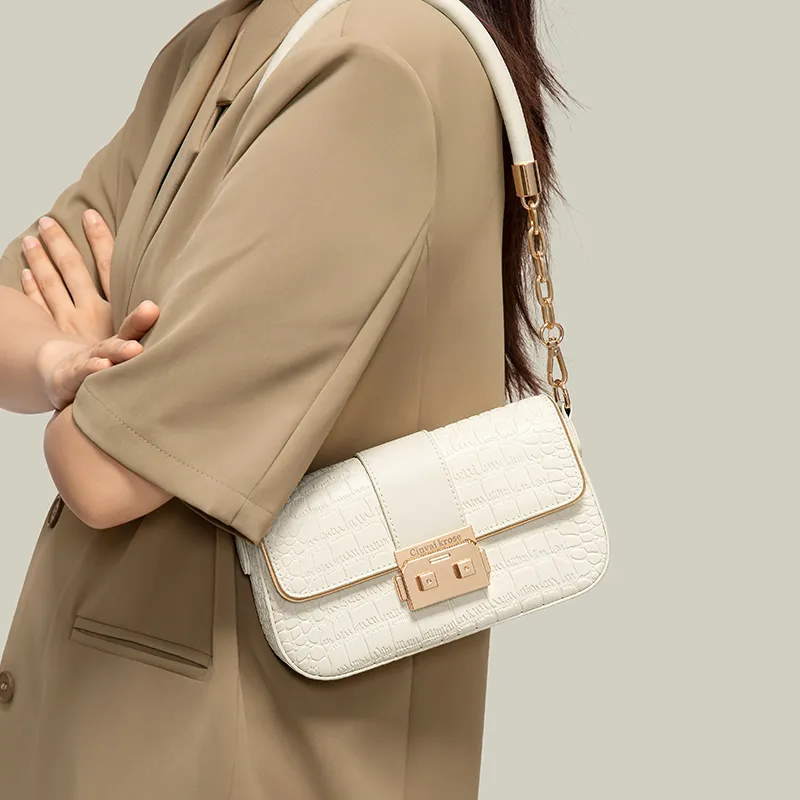 Simvay Clos Cow Leather With Synthetic Leather Shoulder Bag Small Square Bag Shoulder Bag Small Size Women's-4