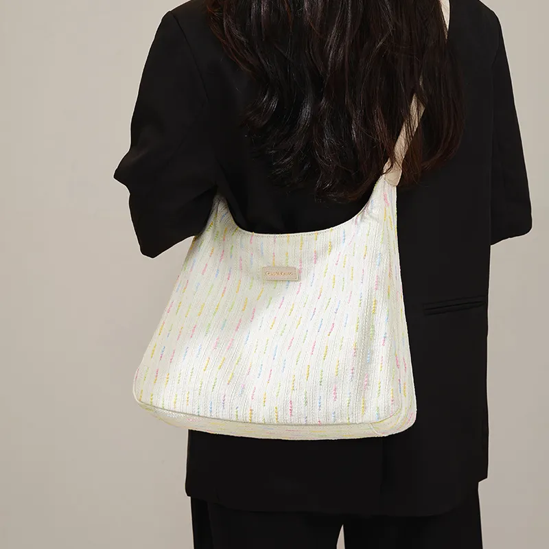 Simvay Clos Fabric With Synthetic Leather Shoulder Bag Crossbody Bag Tote Women's Ecru-5