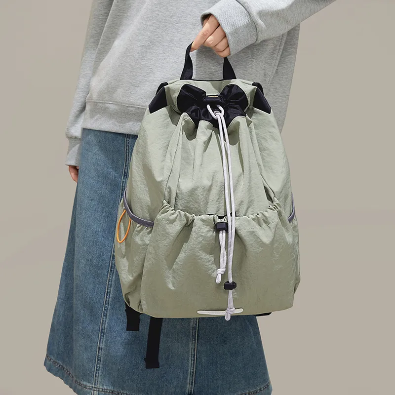 CinvaiKrose Fabric Backpack Large Size Unisex Army Green-2