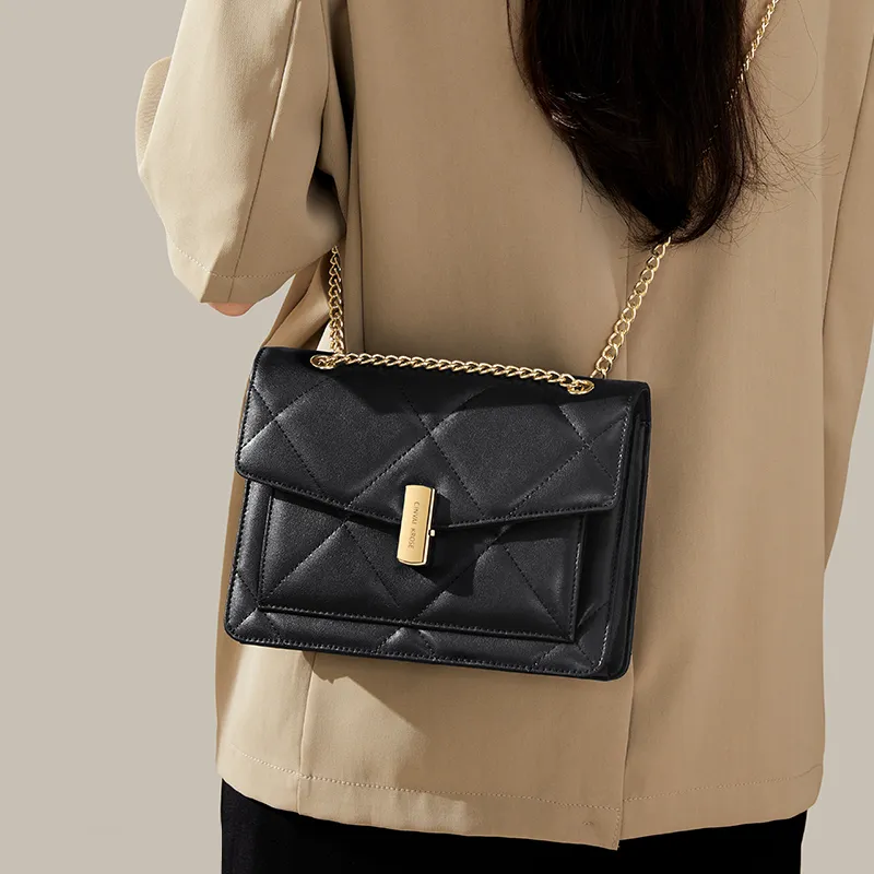 CinvaiKrose Cow Leather With Synthetic Leather Shoulder Bag, Crossbody Bag Women's White/Black-11