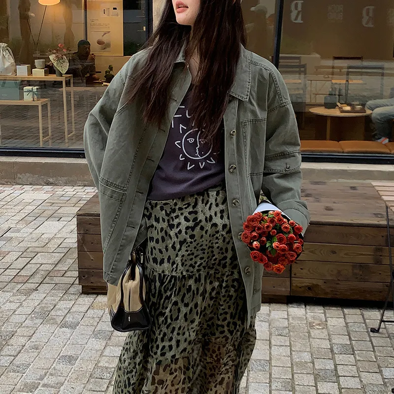 Little Pull Casual Long Skirts Women's Leopard Print-2