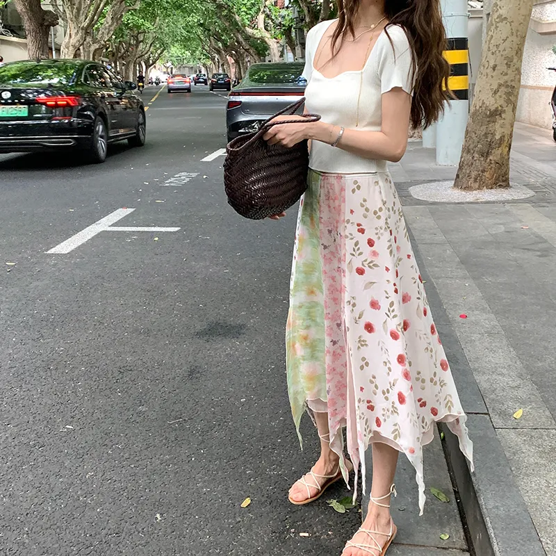 Little Pull Casual Long Skirts Women's As Shown Print-2