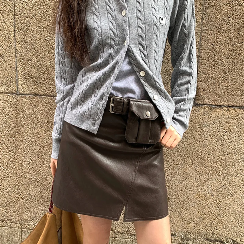 Little Pull Casual Short Skirts Women's Coffee-3