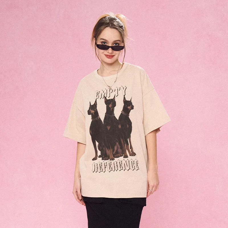 EMPTY REFERENCE Short Sleeved T Shirts Unisex Beige-5