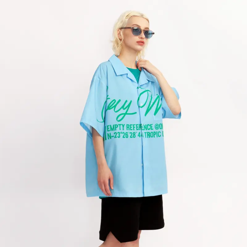 EMPTY REFERENCE Short Sleeved Shirt Unisex Blue-5