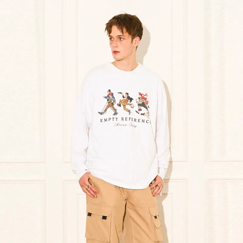 EMPTY REFERENCE Long Sleeved T Shirt Unisex White-3