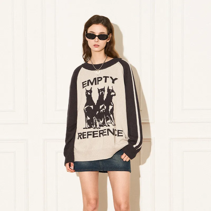 EMPTY REFERENCE Doberman Series Sweaters Unisex Gray Black-7