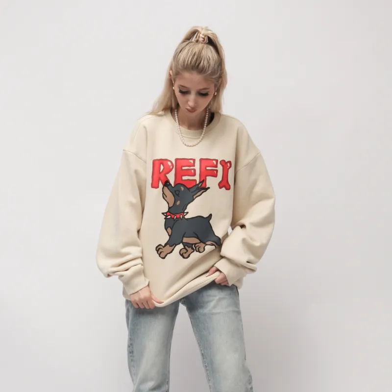 EMPTY REFERENCE Doberman Series Sweatshirt Unisex Ecru-5