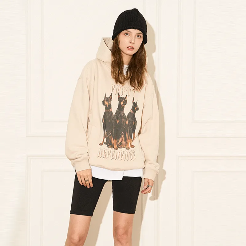 EMPTY REFERENCE Doberman Series Sweatshirt Unisex Beige-5