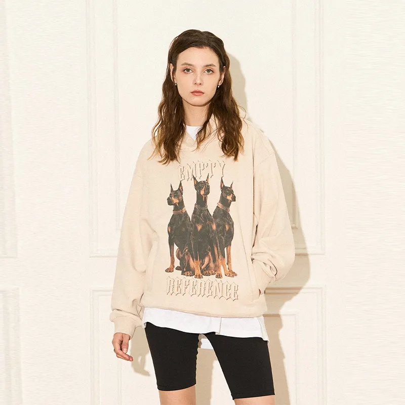 EMPTY REFERENCE Doberman Series Sweatshirt Unisex Beige-6