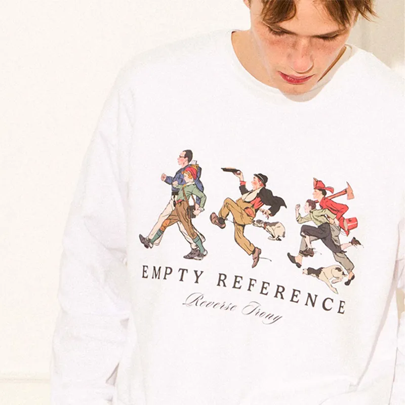 EMPTY REFERENCE Long Sleeved T Shirt Unisex White-5